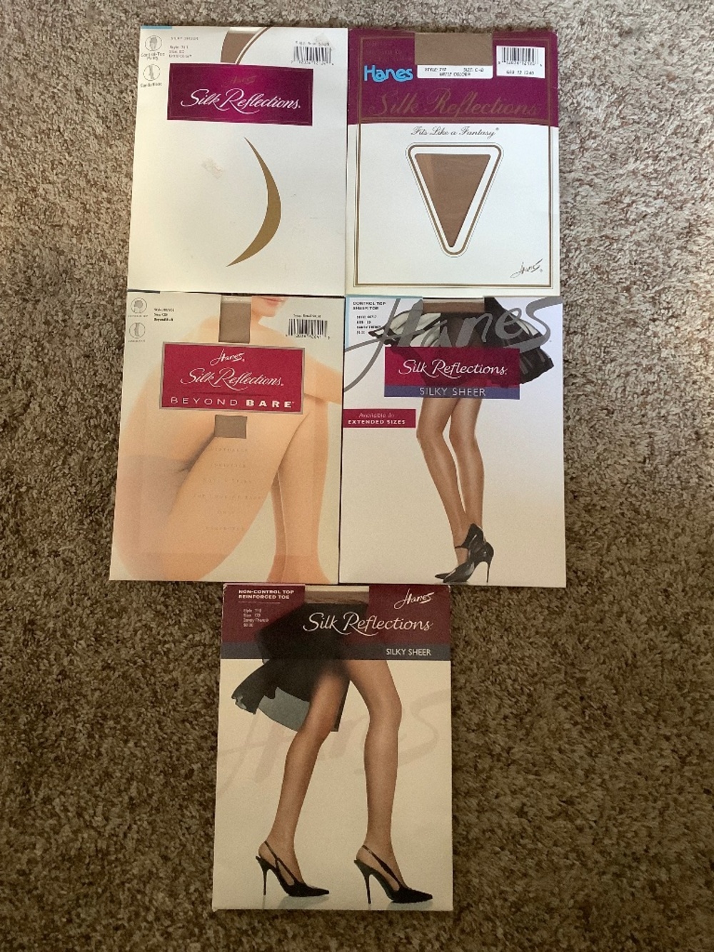 5 Pairs HANES Silk Reflections Control Top PANTYHOSE Size CD Nylons NEW Tan